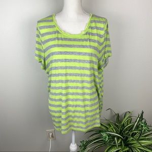 Two by Vince Camuto Striped Gray & Green Blouse Size XL